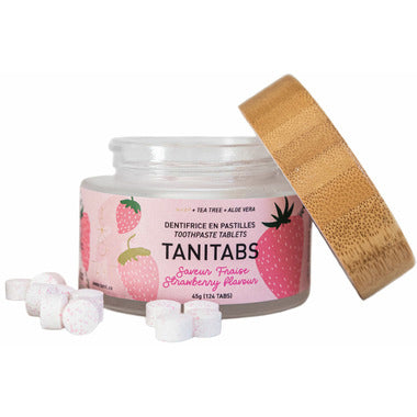 Dentifrice en pastilles croquables Tanitabs - Fraise - Tanit - Pot de 45g (124 pastilles)